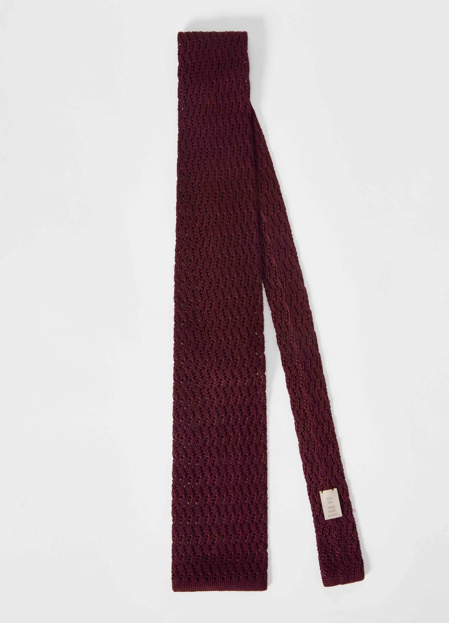 Knitted Zig Zag Tie - Bordeaux Berg & Berg