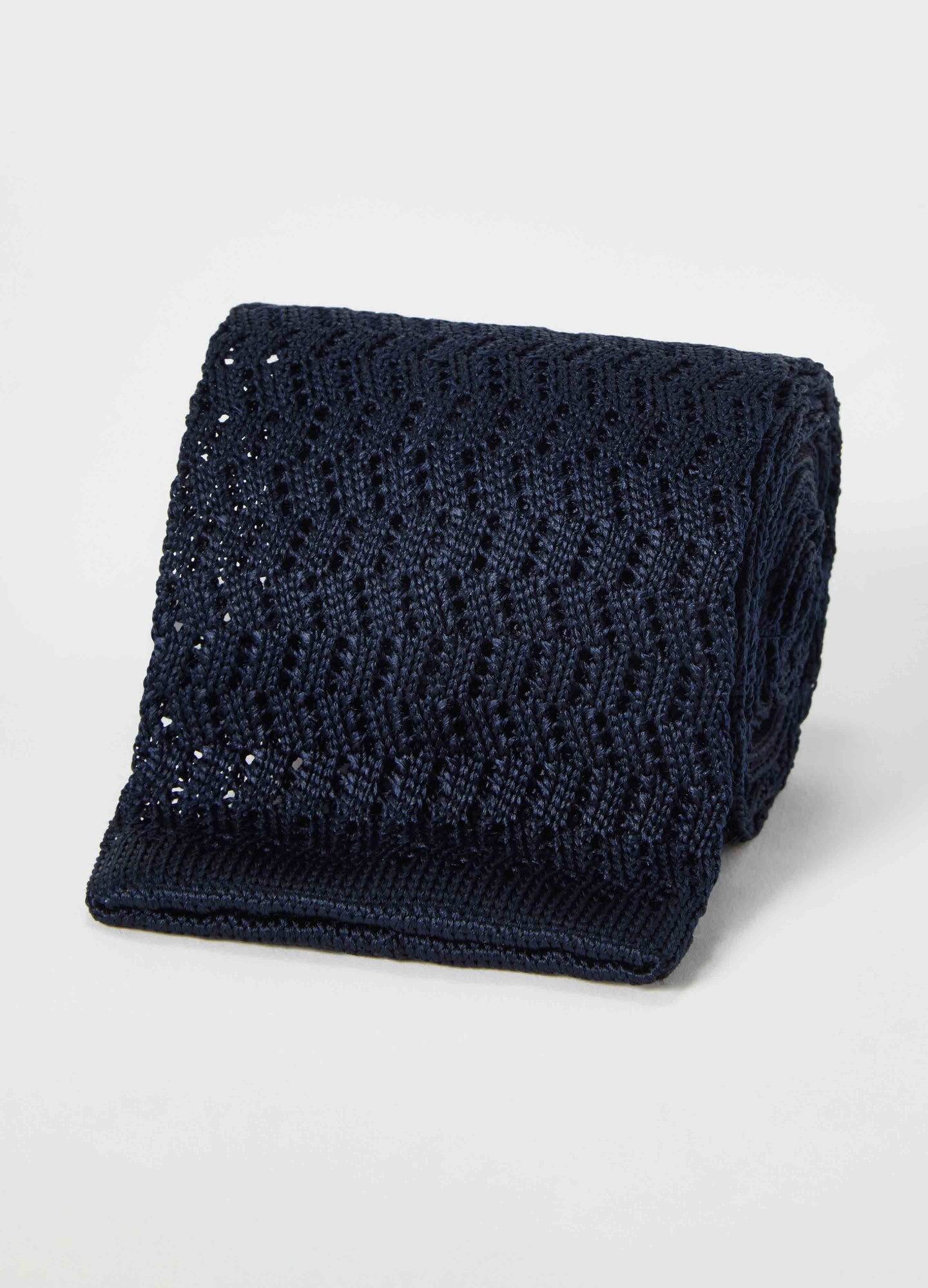 Knitted Zig Zag Tie - Navy Berg & Berg