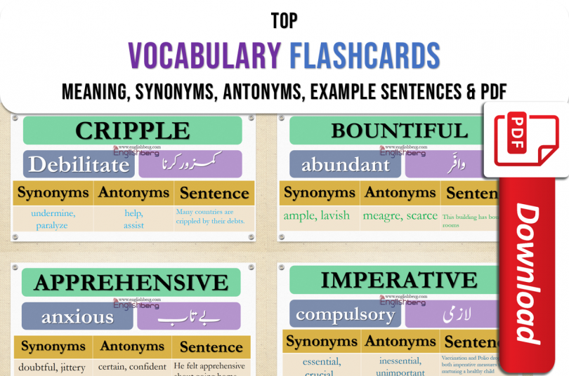 Top Vocabulary Flashcards PDF Meaning, Synonyms, Antonyms and example sentences